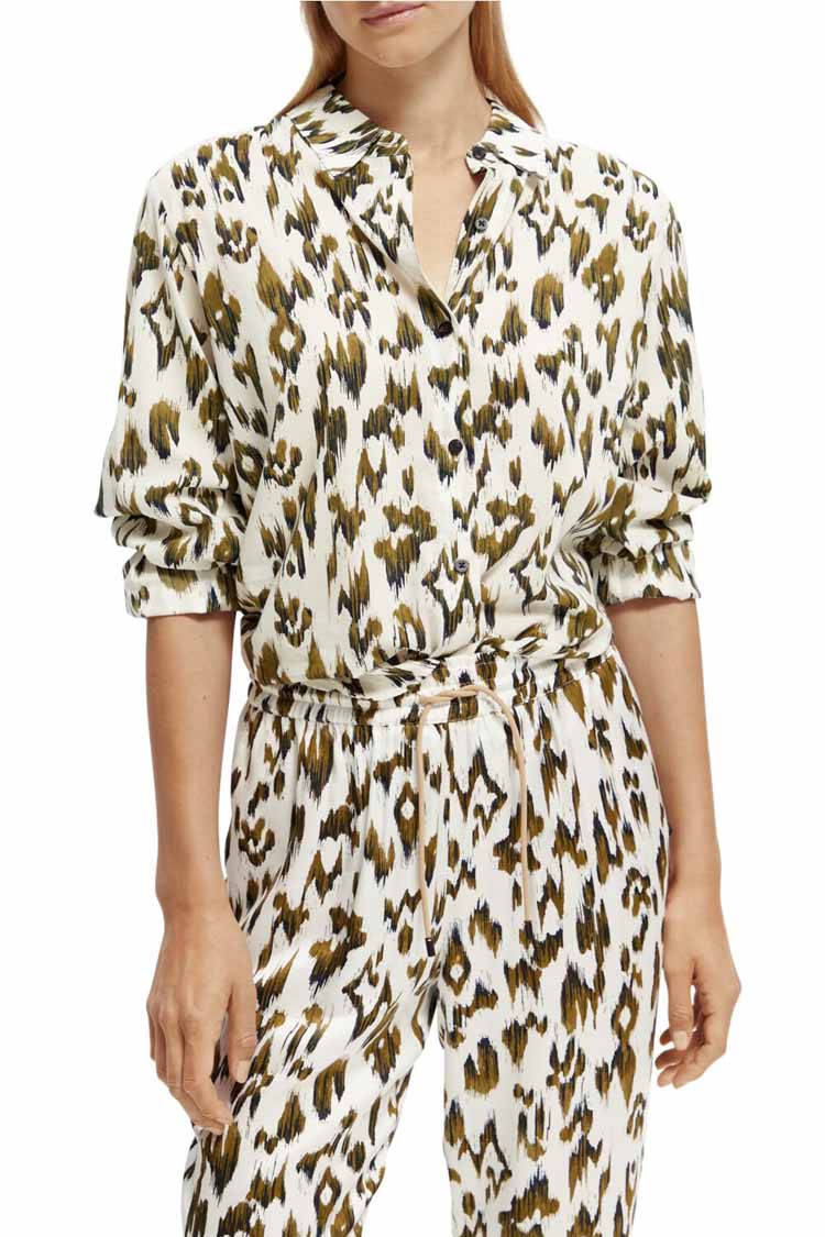 Oversized Printed Shirt in Brushed Ikat
