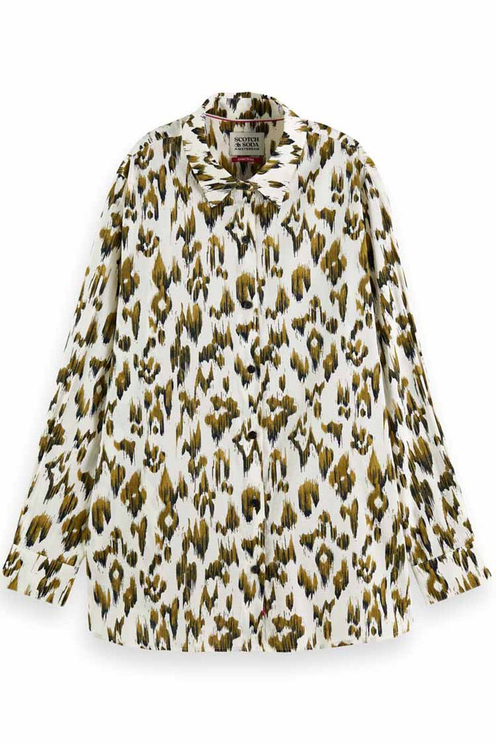 Oversized Printed Shirt in Brushed Ikat