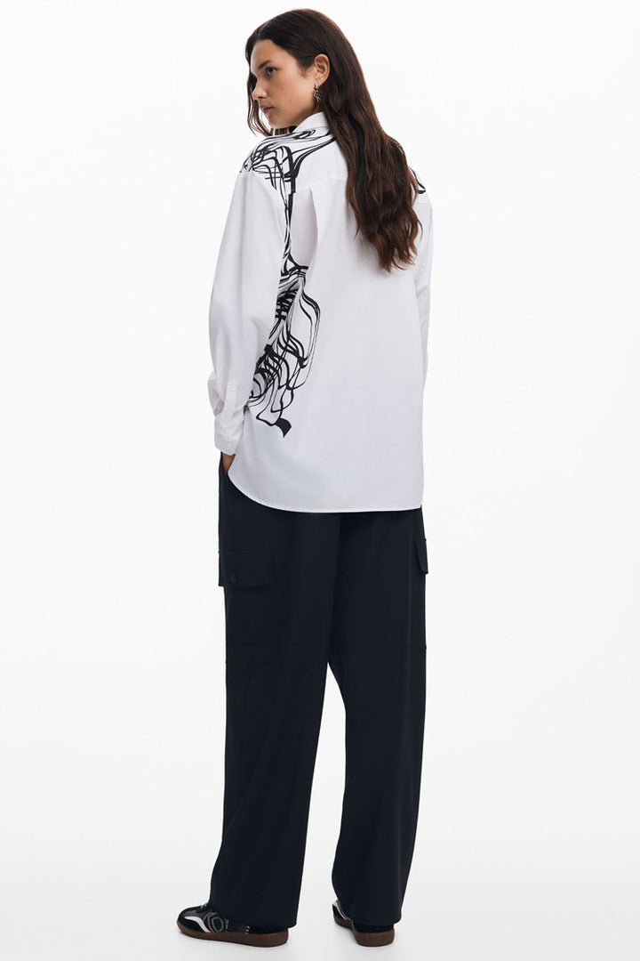 Oversized Shirt in Brushstroke Print