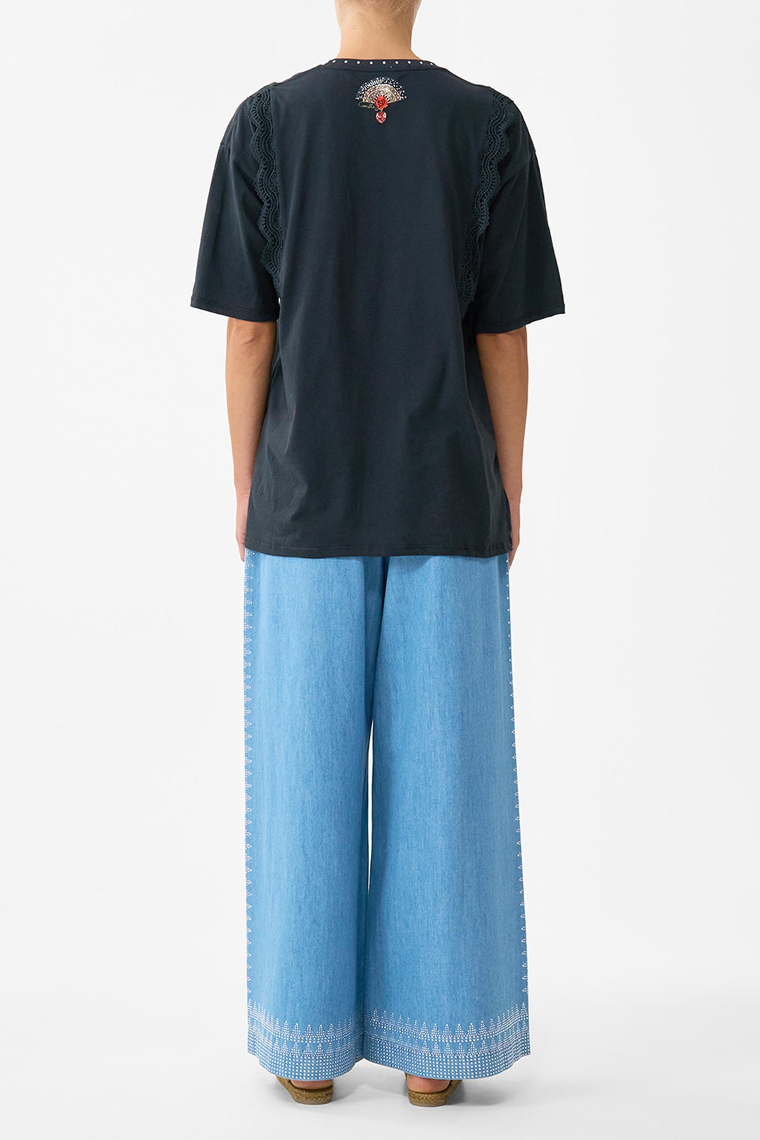 Oversized Tee with Lace Trim in Daughters of Duende