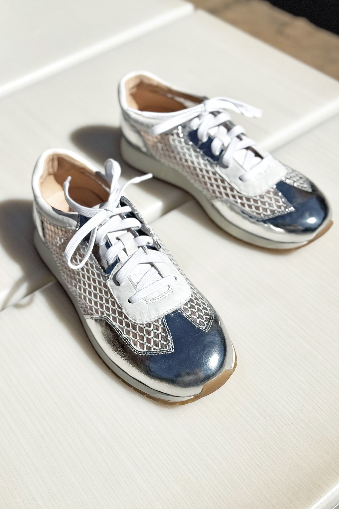 Paget Jewelled Sneakers in Silver White