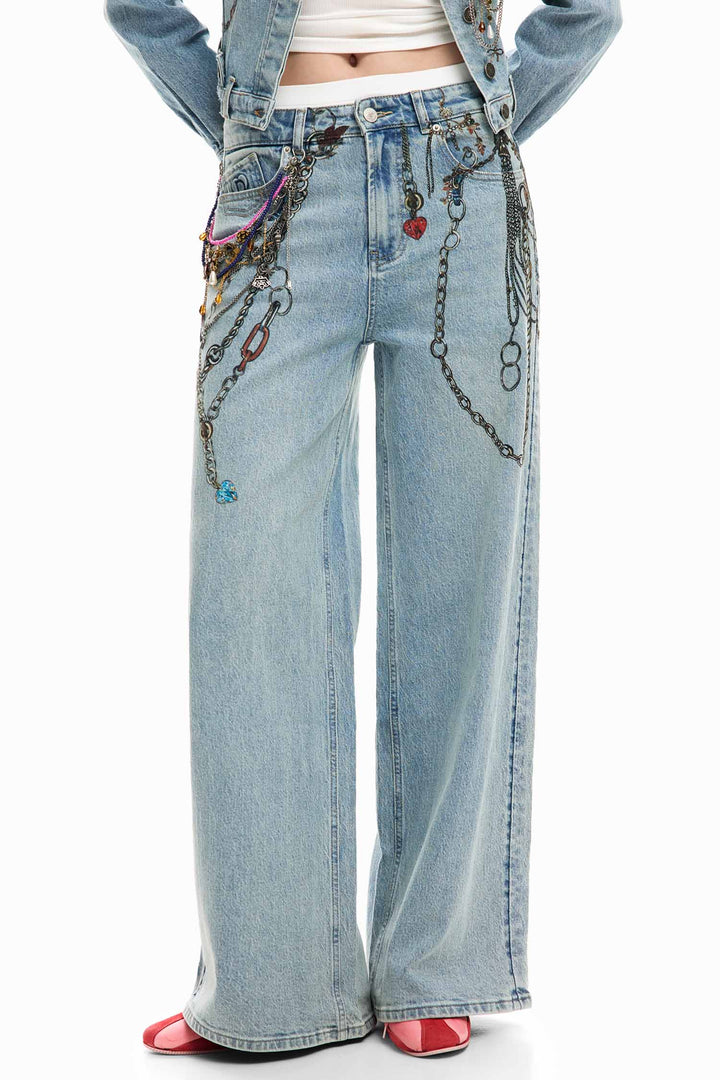 Paint Denim Jeans in Medium Wash