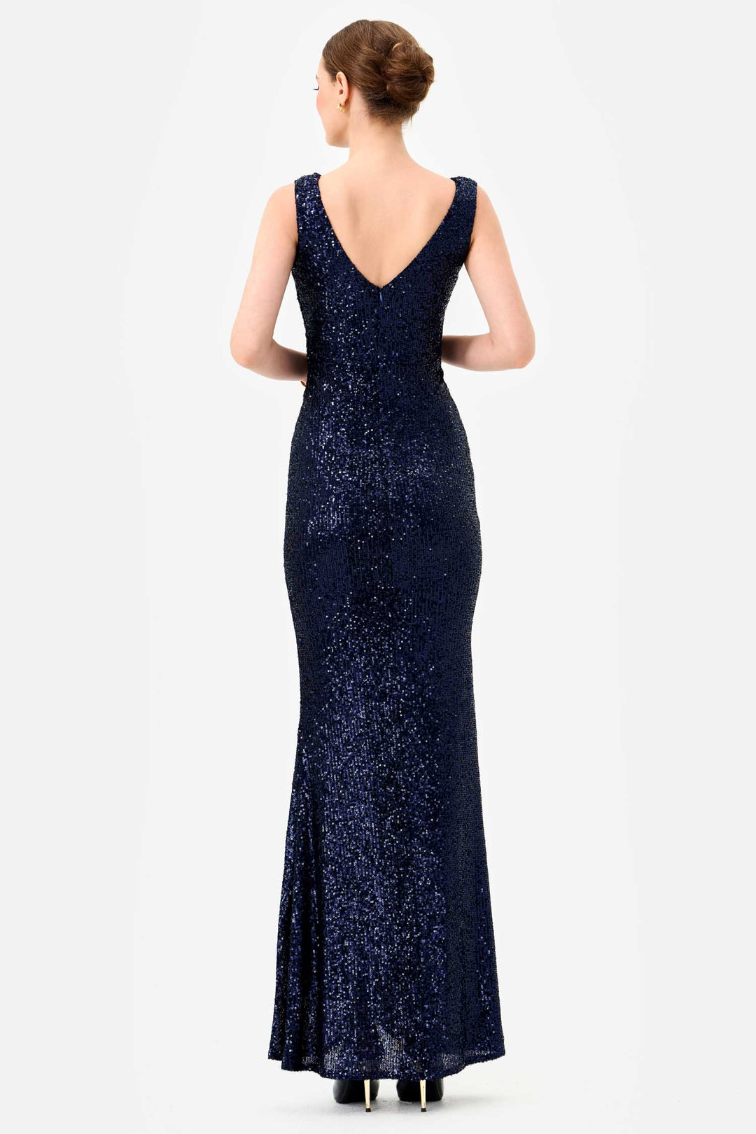 Paislee Sequin Maxi Dress in Navy