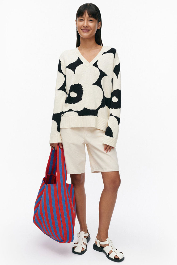 Paiva Unikko Knitted Cotton Pullover in Off-White