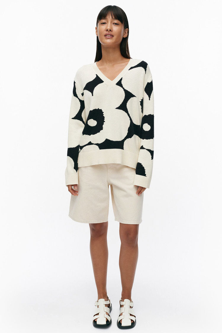 Paiva Unikko Knitted Cotton Pullover in Off-White