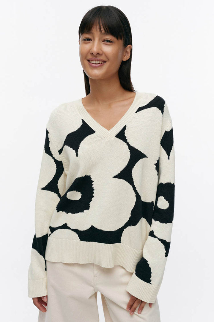 Paiva Unikko Knitted Cotton Pullover in Off-White