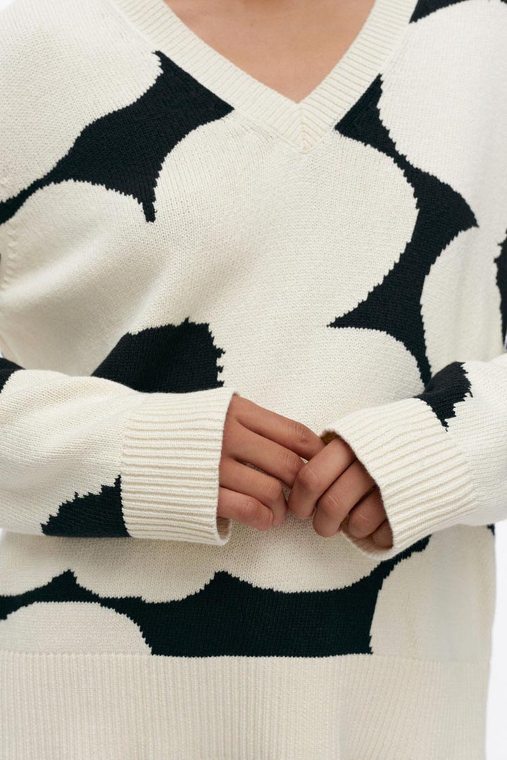 Paiva Unikko Knitted Cotton Pullover in Off-White