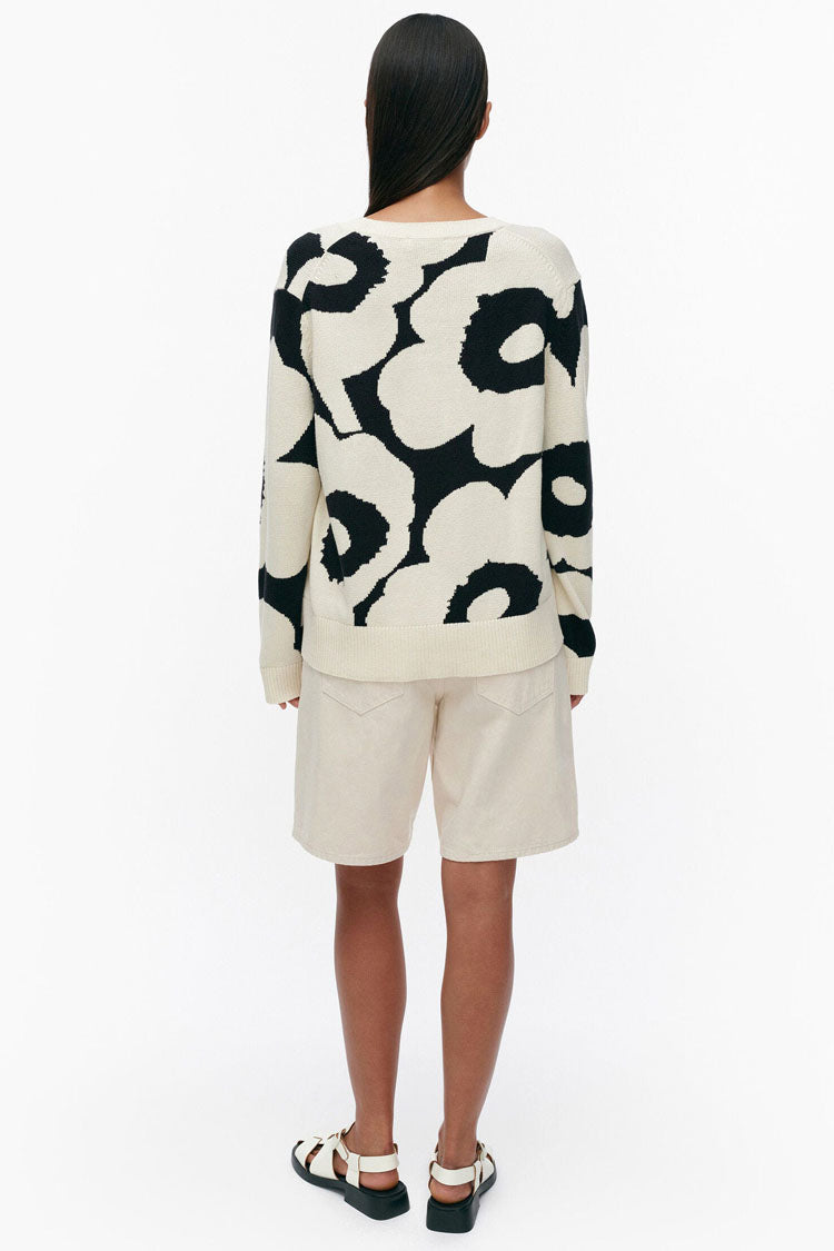 Paiva Unikko Knitted Cotton Pullover in Off-White