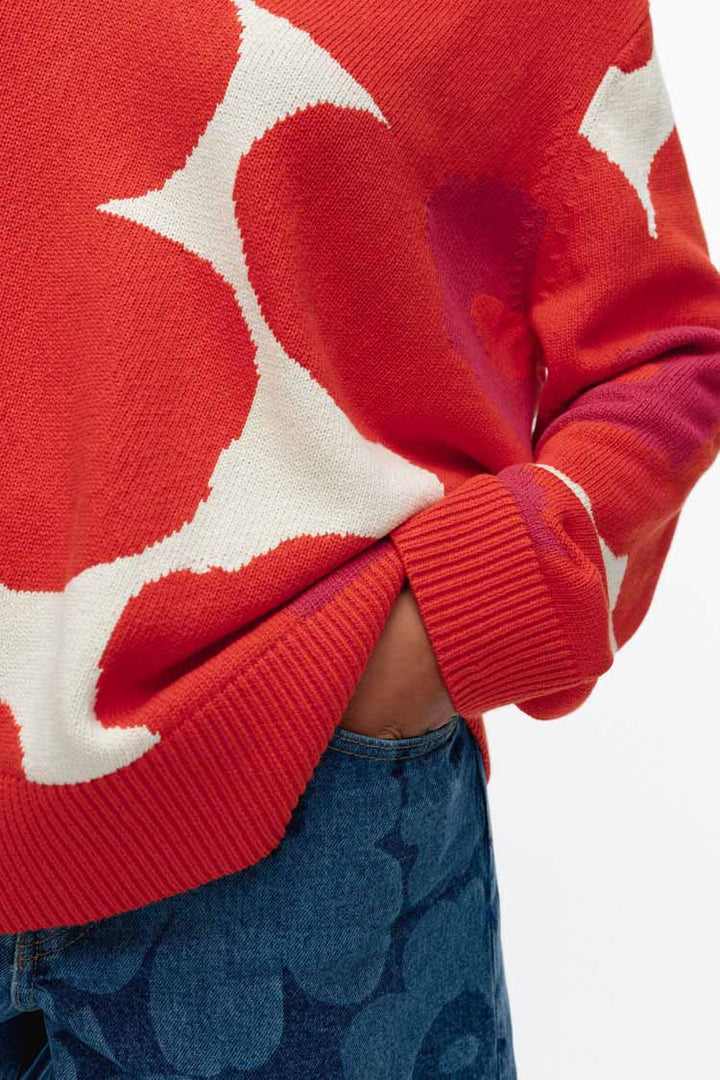 Paiva Unikko Knitted Cotton Pullover in Orange