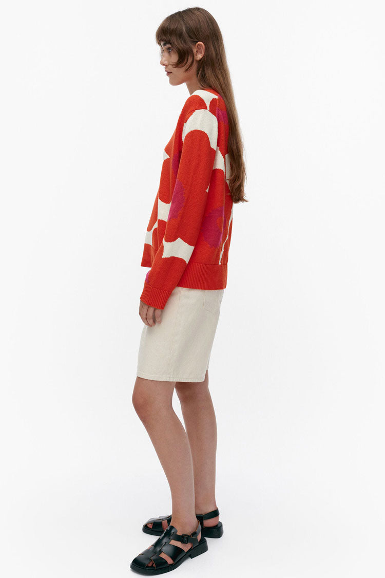 Paiva Unikko Knitted Cotton Pullover in Orange