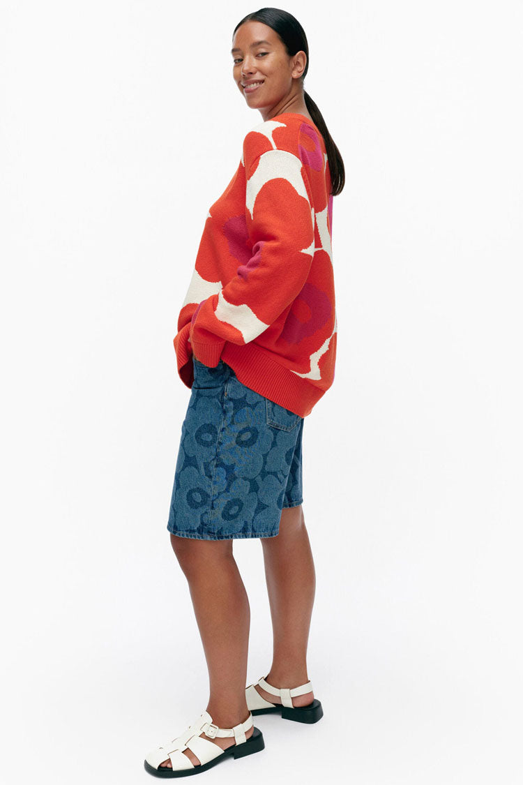 Paiva Unikko Knitted Cotton Pullover in Orange