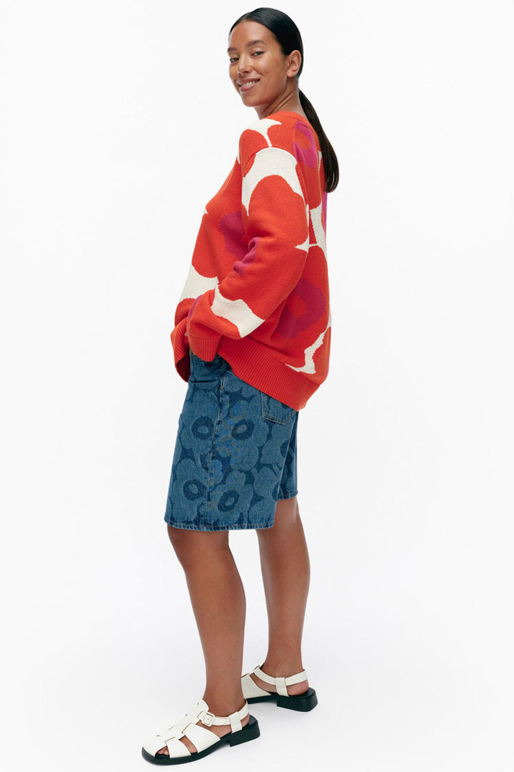 Paiva Unikko Knitted Cotton Pullover in Orange
