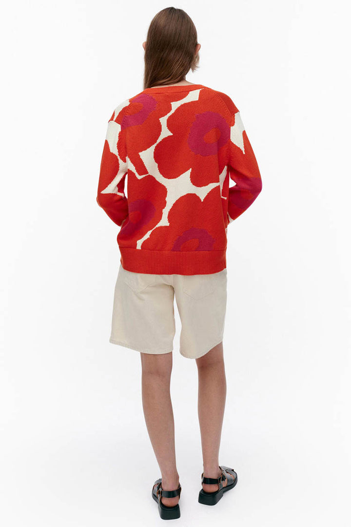 Paiva Unikko Knitted Cotton Pullover in Orange