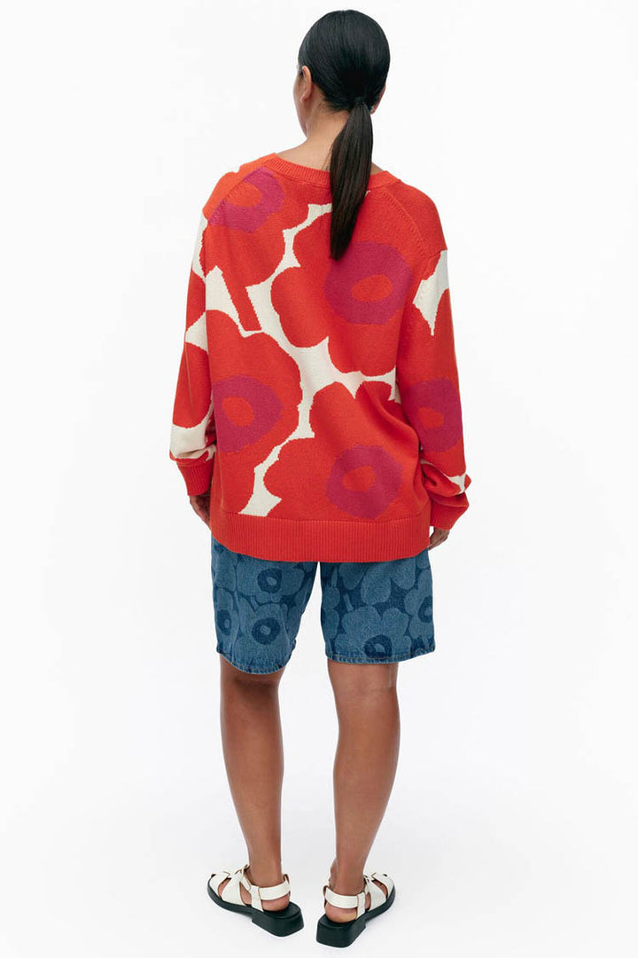 Paiva Unikko Knitted Cotton Pullover in Orange