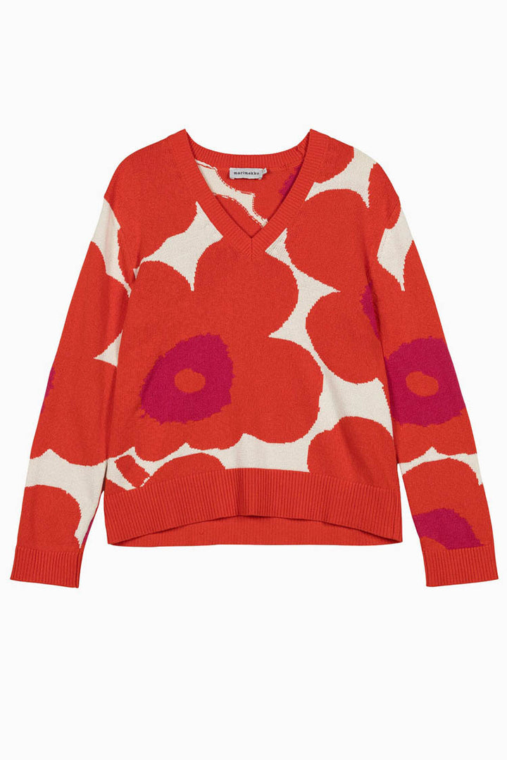 Paiva Unikko Knitted Cotton Pullover in Orange