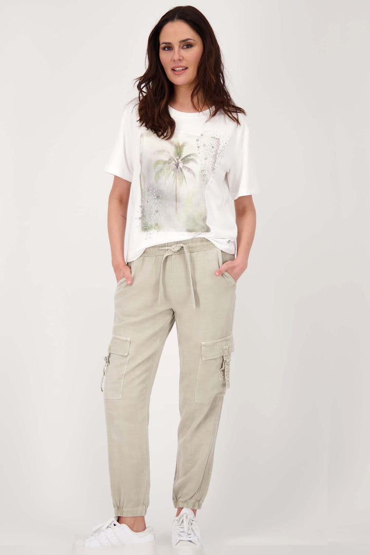 Palm Tree Printed T-Shirt w Rhinestones