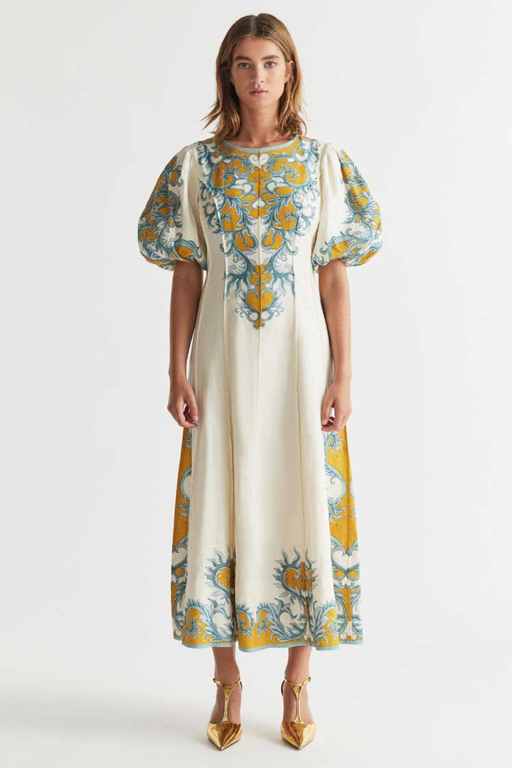 Paloma Pin Tuck Midi Dress in Dandelion