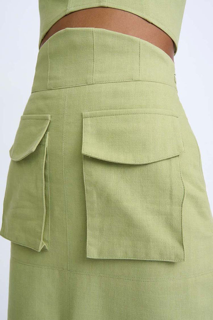 Panel Pocket Cargo Midi Skirt