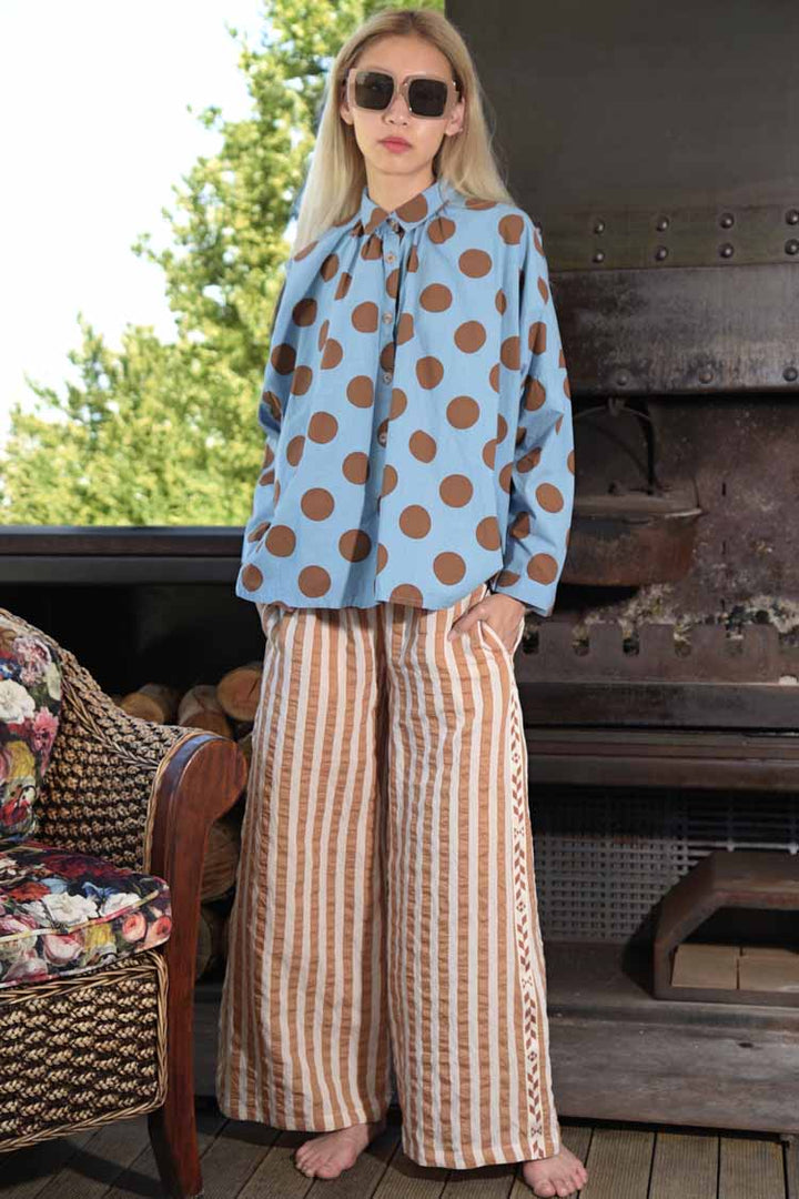 Half Cut Pant in Coffee Stripe | FINAL SALE