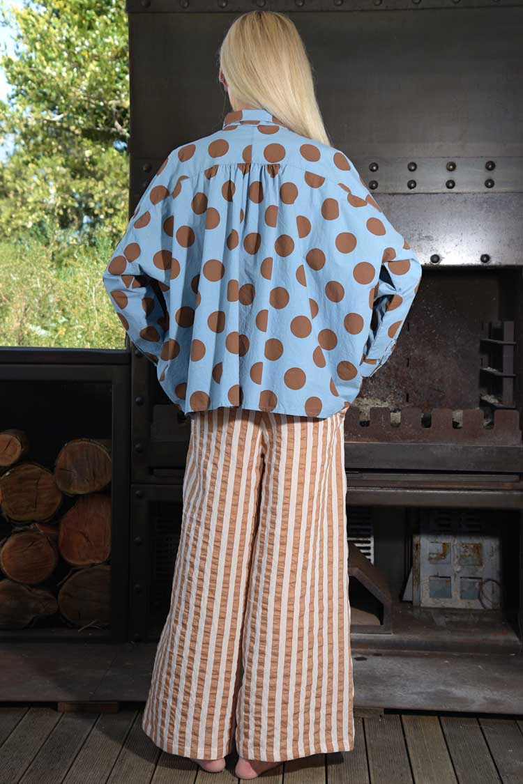 Half Cut Pant in Coffee Stripe | FINAL SALE