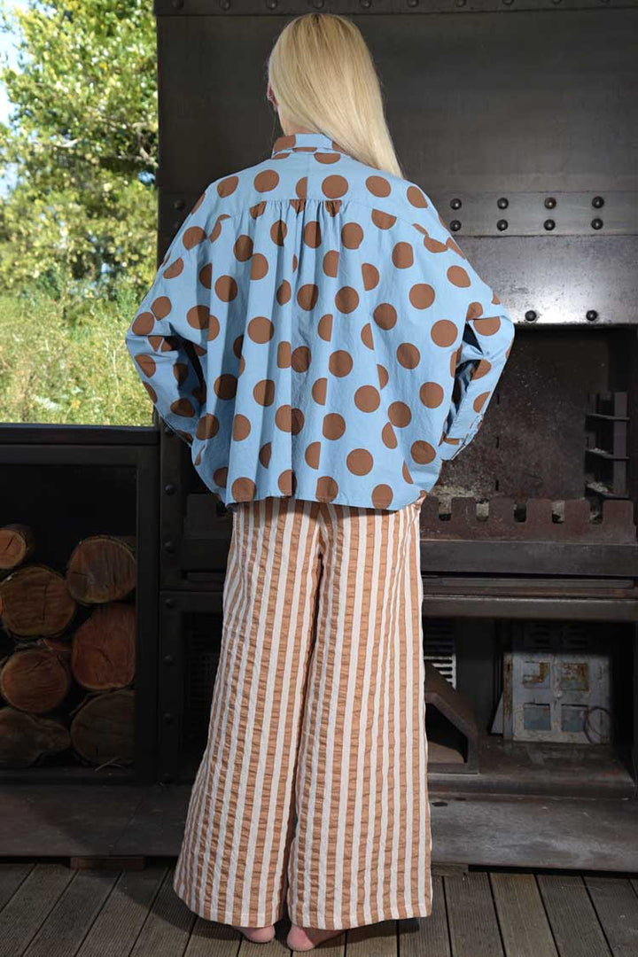 Half Cut Pant in Coffee Stripe | FINAL SALE