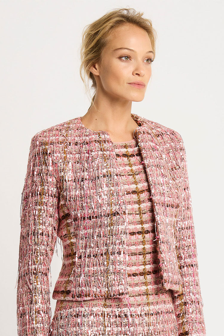 Paris Fringed Sequin Tweed Jacket