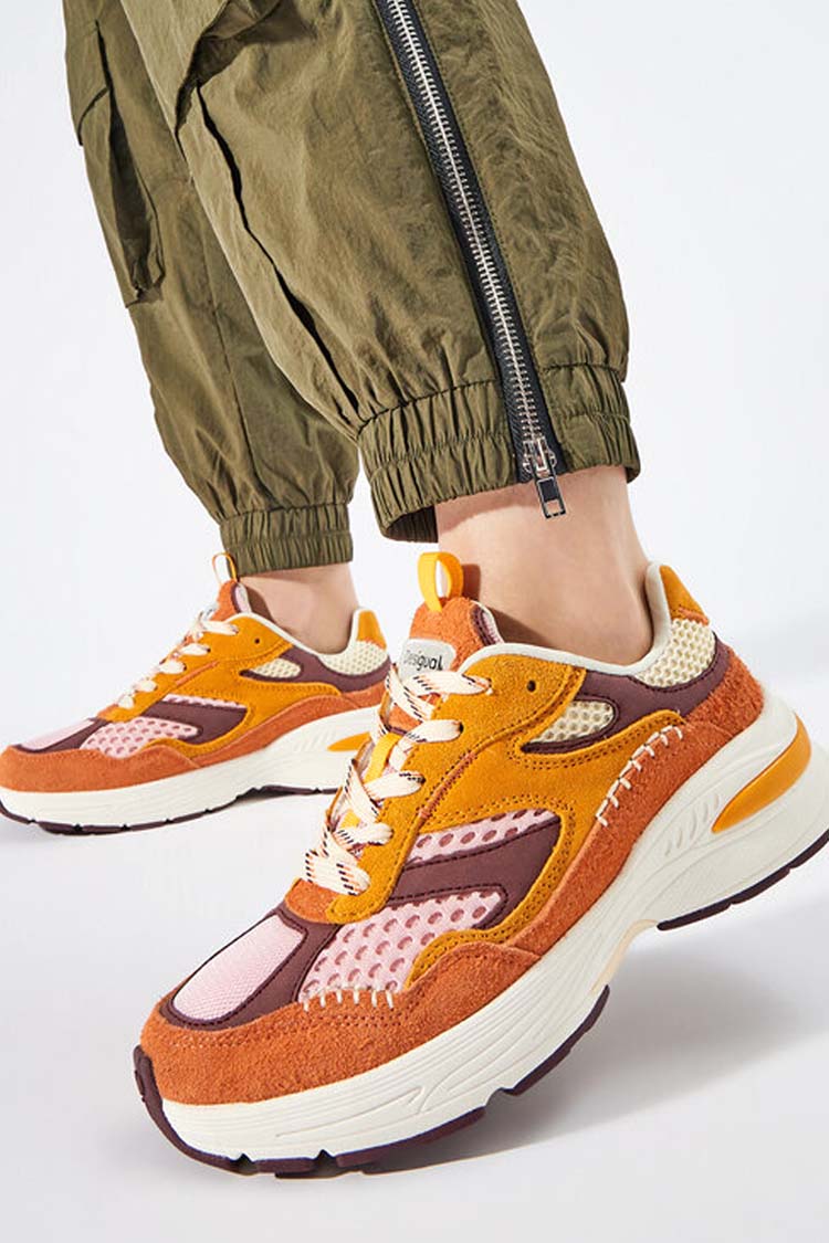 Patchwork Split Leather Running Sneakers | FINAL SALE
