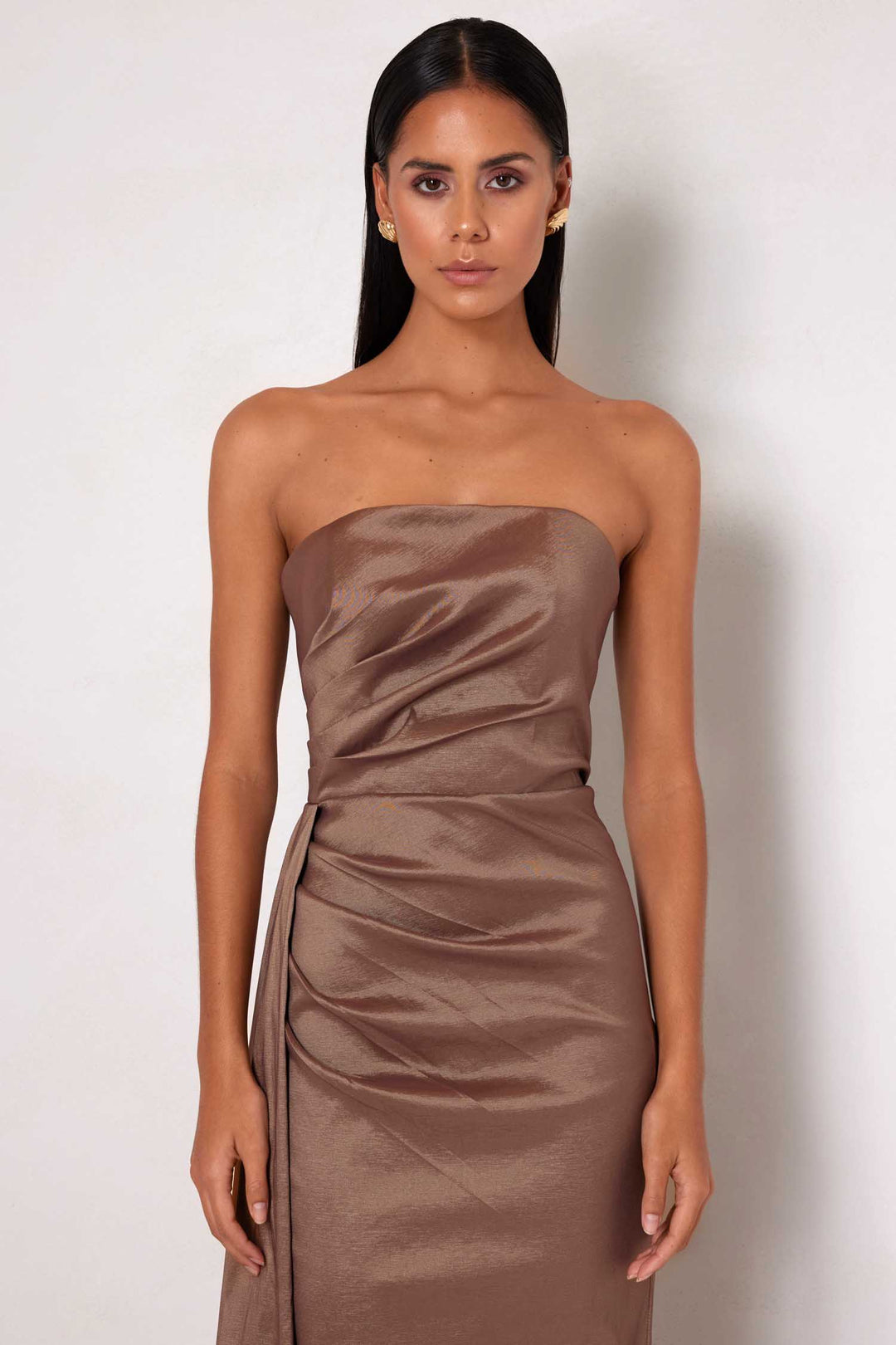 Paulina Strapless Maxi Dress in Cocoa
