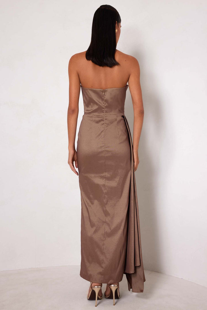 Paulina Strapless Maxi Dress in Cocoa
