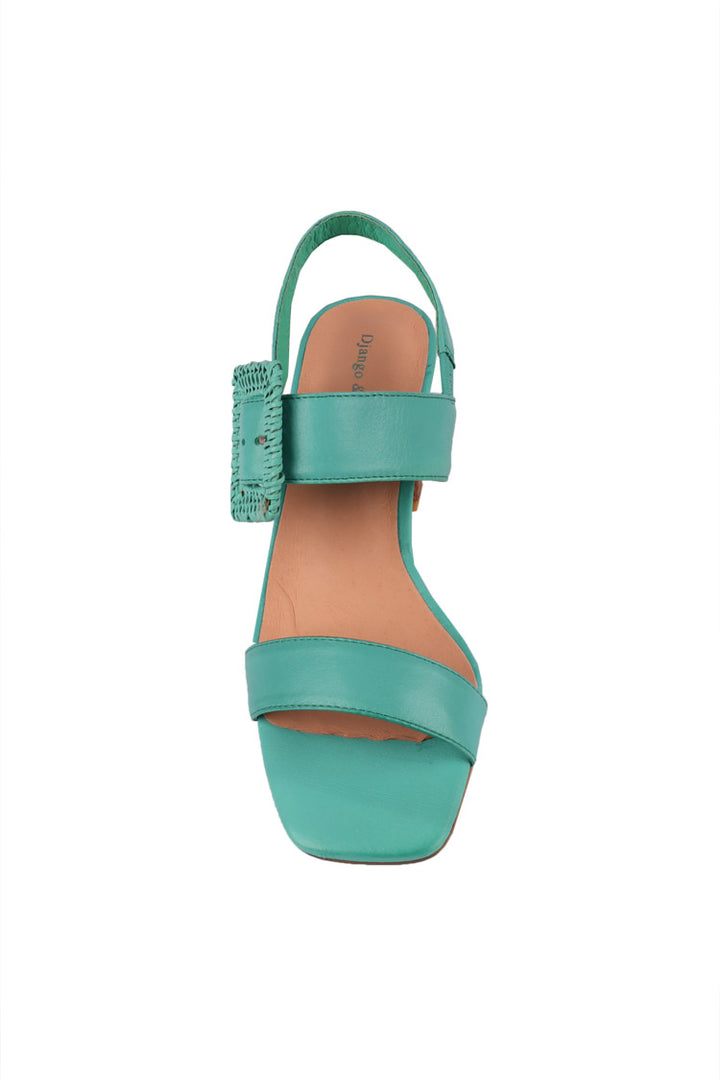 Peace Heeled Leather Sandals in Emerald