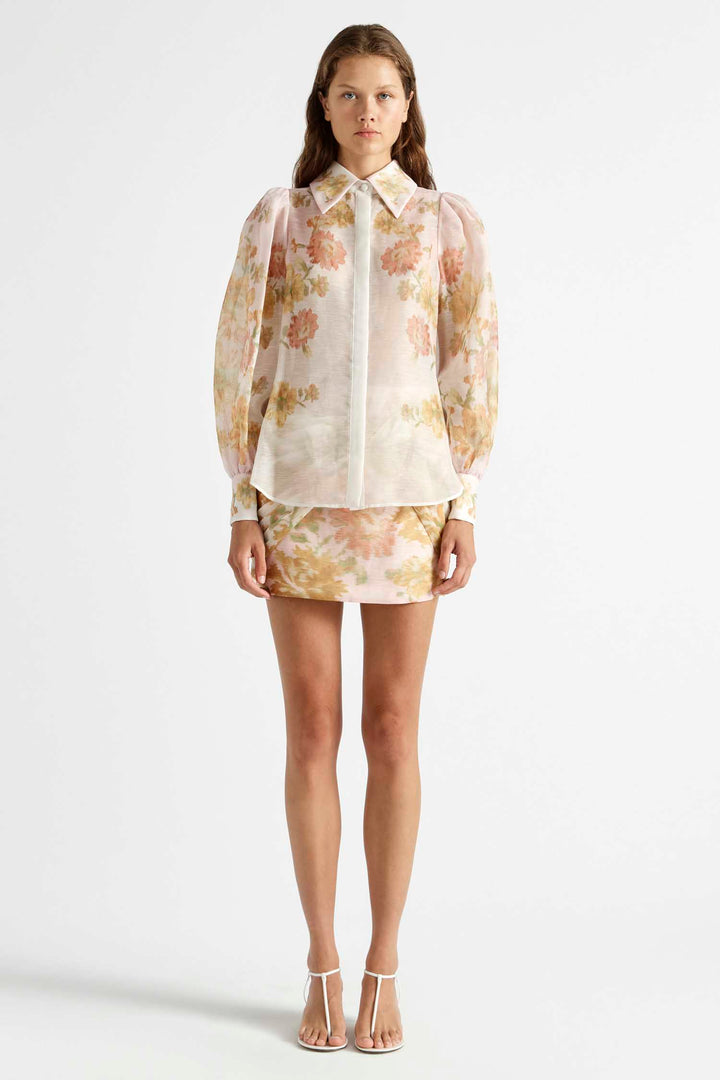 Peach Dream Balloon Sleeve Blouse