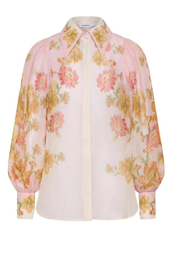 Peach Dream Balloon Sleeve Blouse