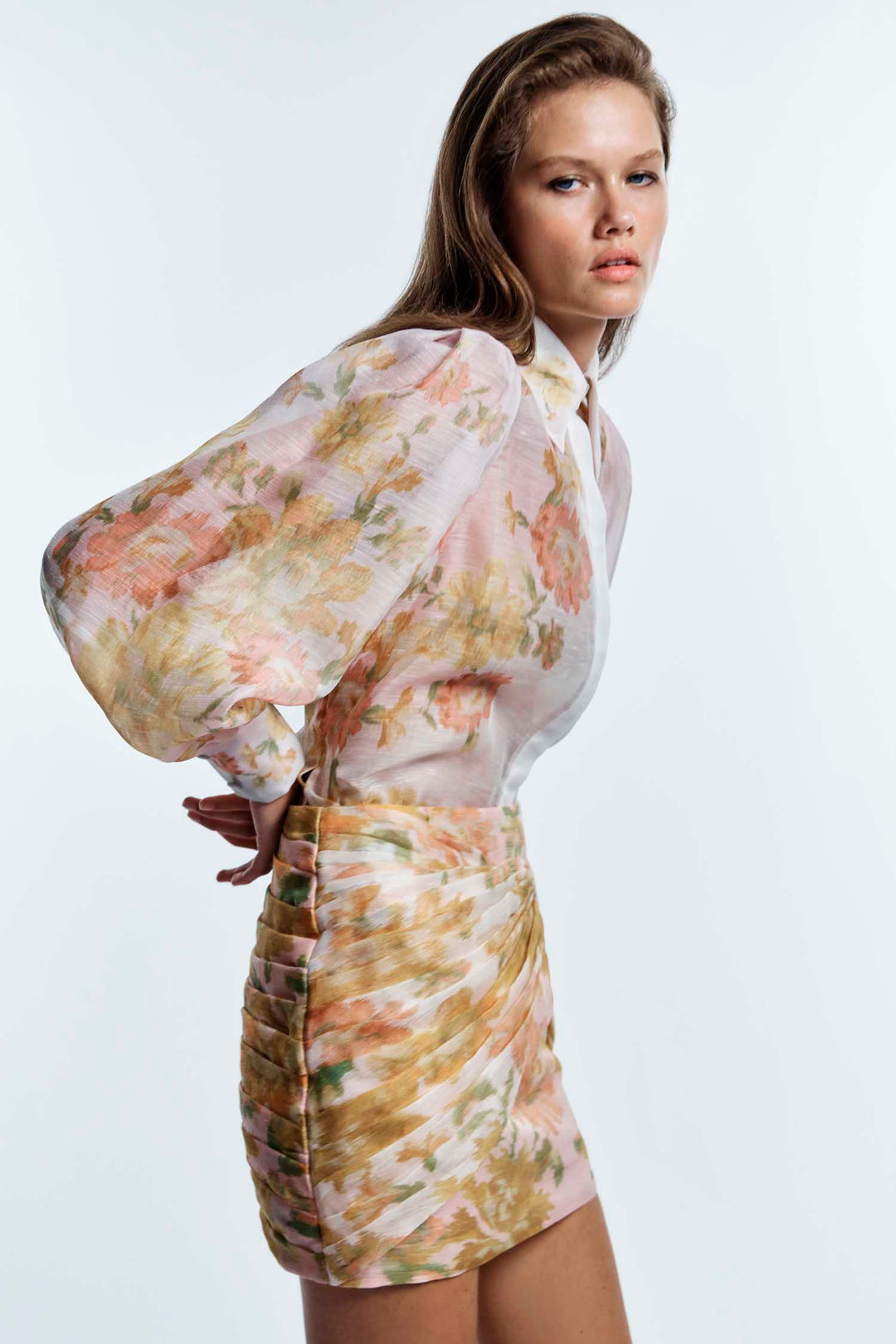 Peach Dream Balloon Sleeve Blouse