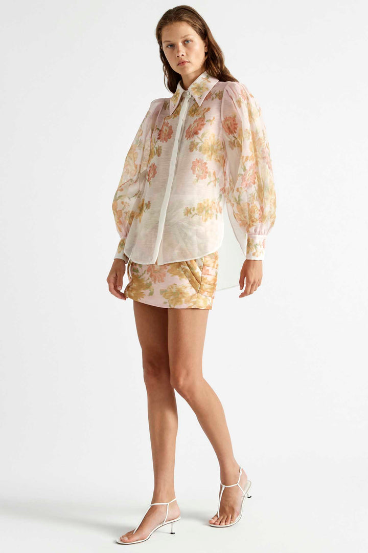 Peach Dream Balloon Sleeve Blouse