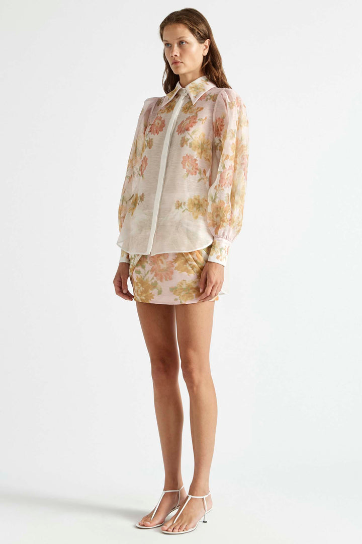 Peach Dream Balloon Sleeve Blouse