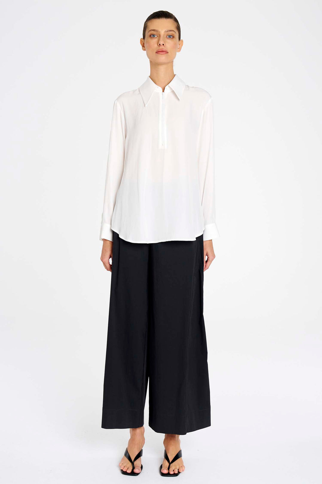 Peak Zip Blouse in White