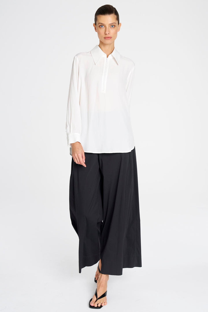 Peak Zip Blouse in White