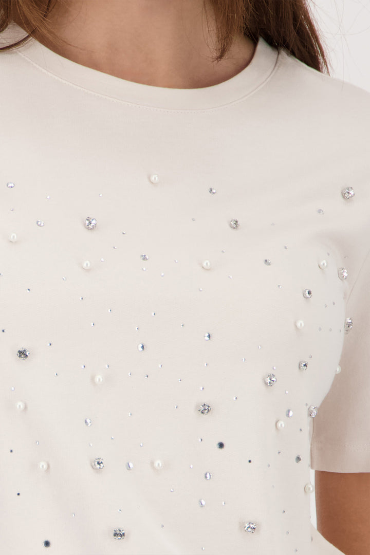 Pearl + Jewel Tee in Beige