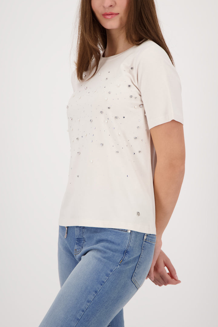 Pearl + Jewel Tee in Beige