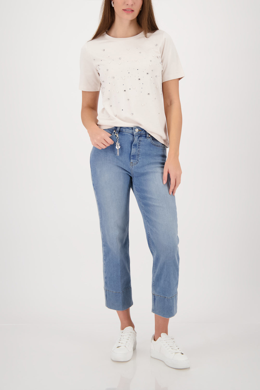 Pearl + Jewel Tee in Beige