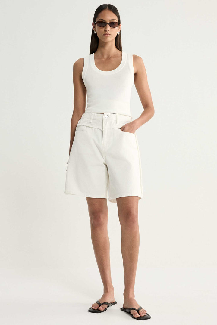 Perkins Denim Short in Ivory