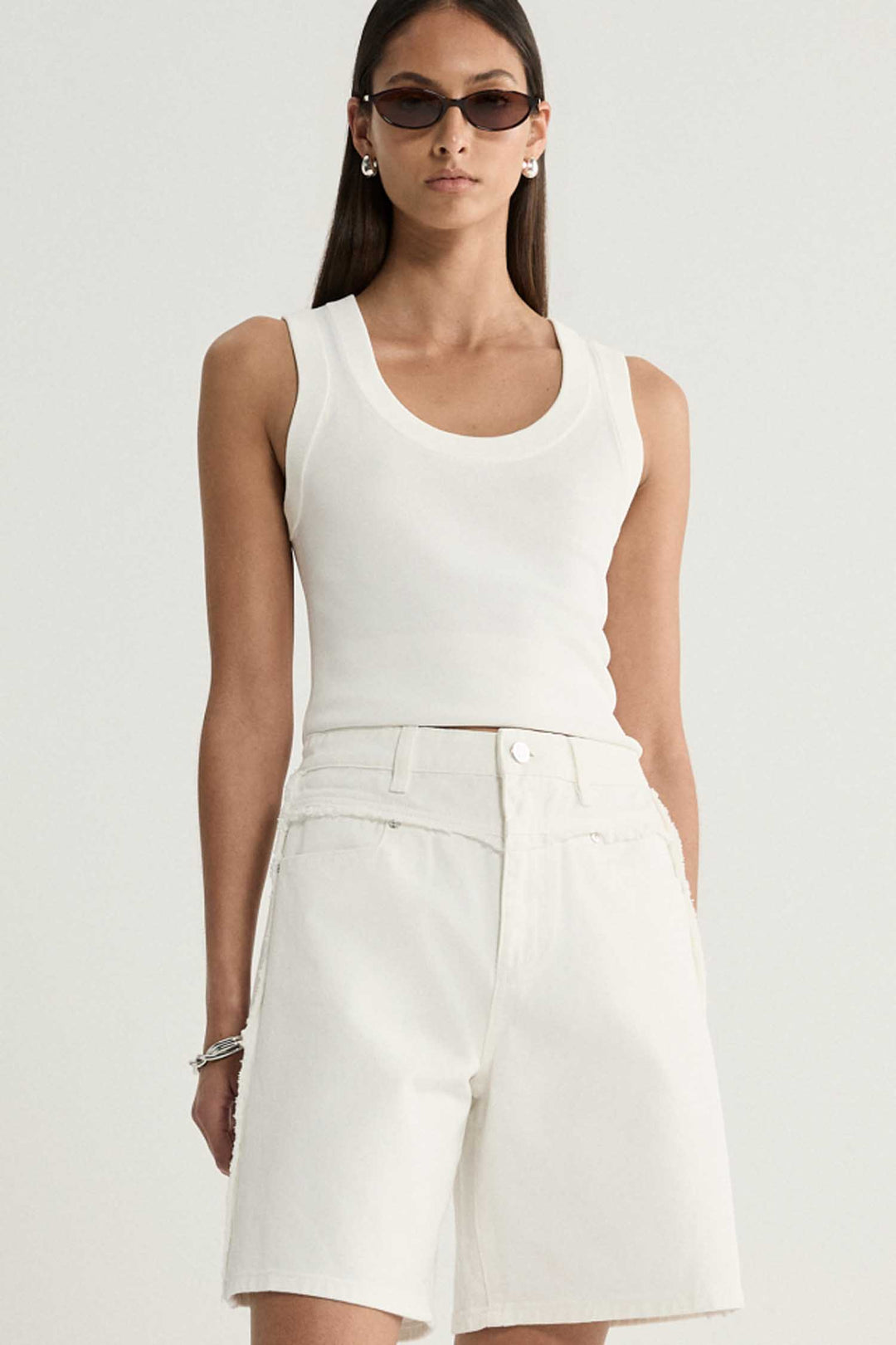 Perkins Denim Short in Ivory