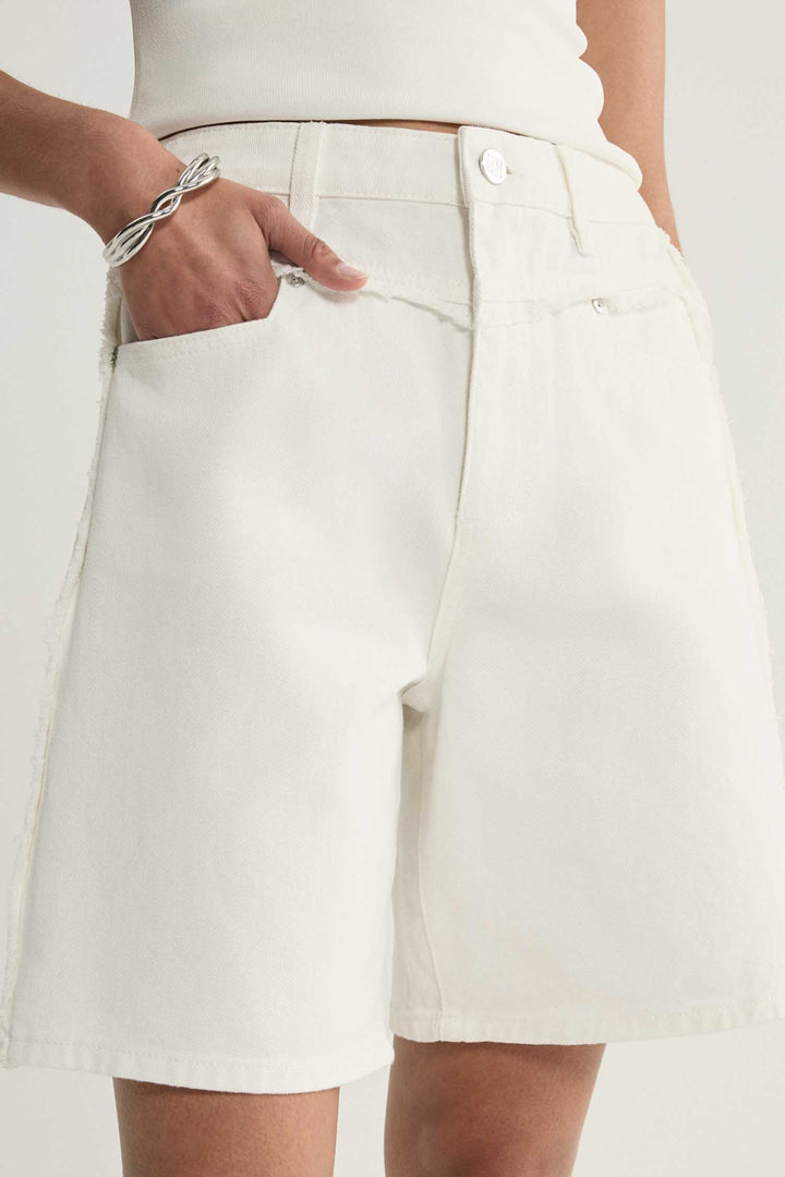 Perkins Denim Short in Ivory