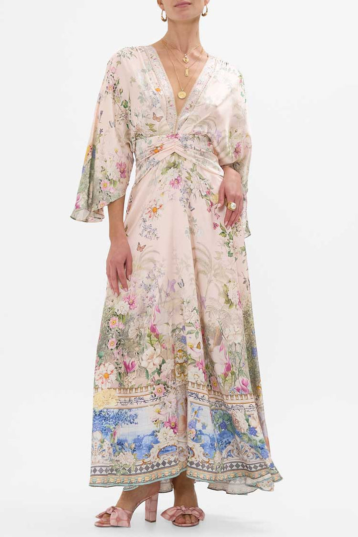 Petal Sleeve Long Dress in Palacio Playground