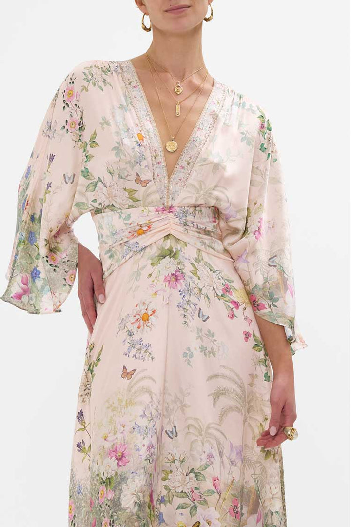 Petal Sleeve Long Dress in Palacio Playground