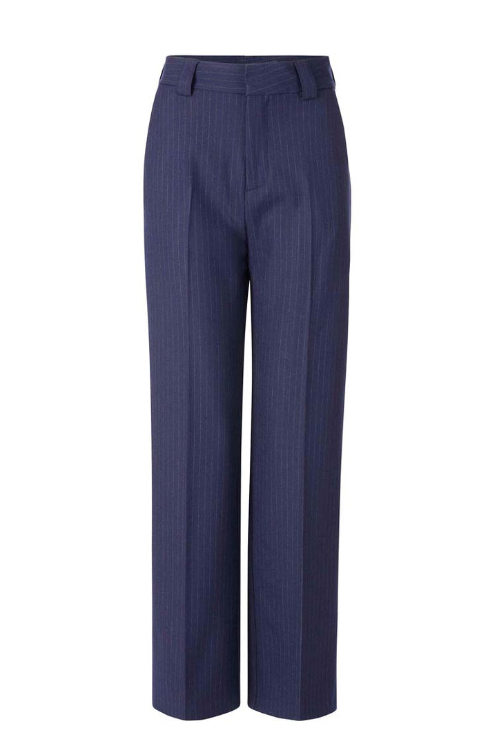 Pinstripes Straight Pants in Midnight Blue