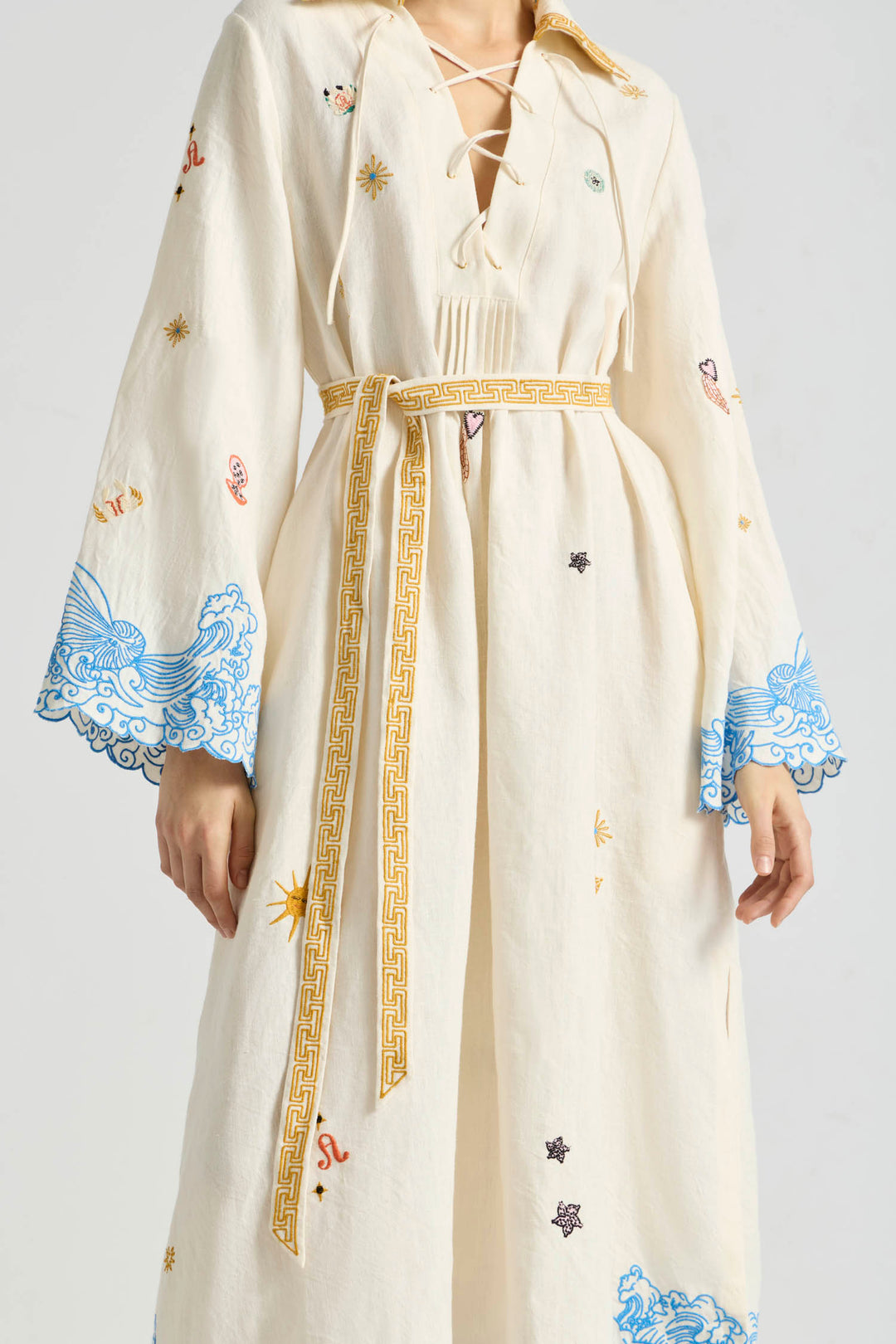 Pipeline Scallop Hem Kaftan Dress in Mist