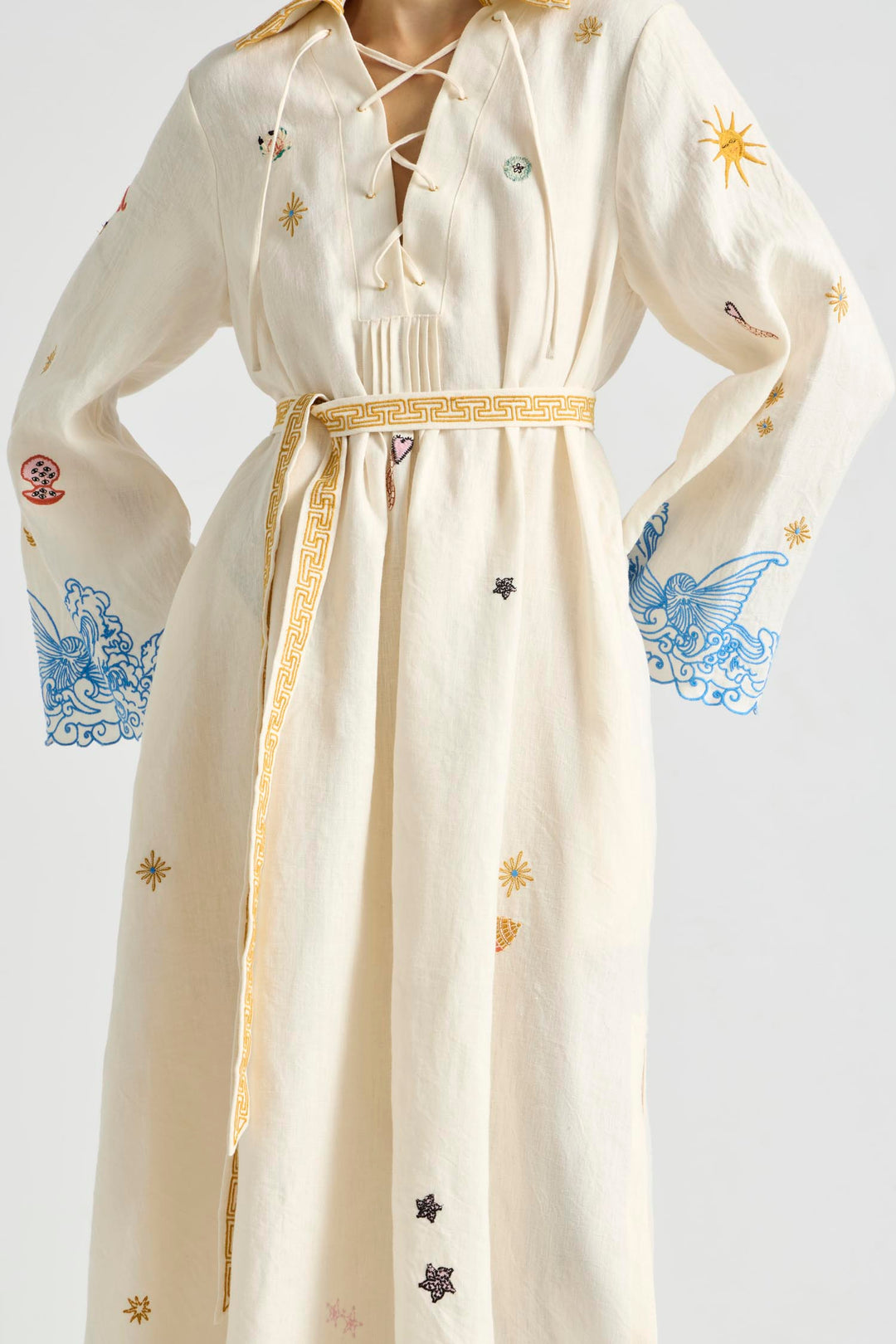 Pipeline Scallop Hem Kaftan Dress in Mist