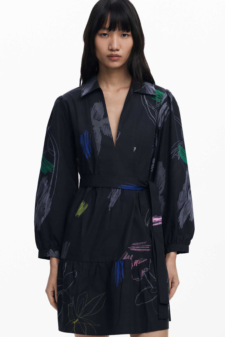 Pisos Shirt Dress in Black