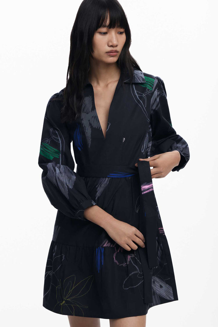 Pisos Shirt Dress in Black